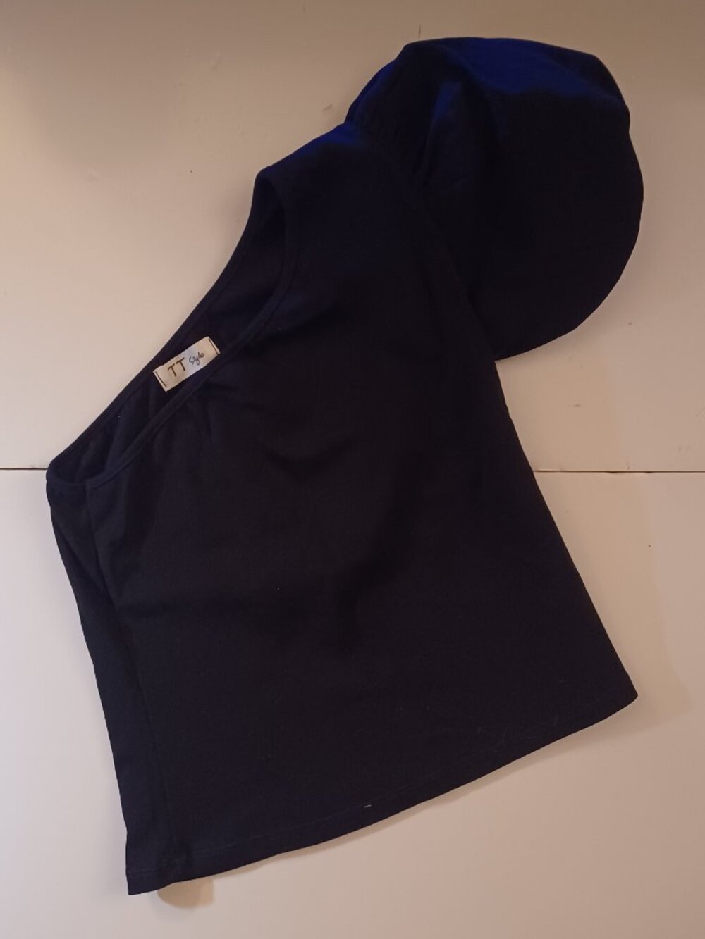 Black One Should Puff Sleeve Top Tee - NWOT- Size XS